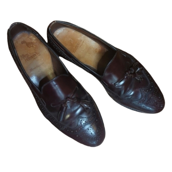 Allen Edmonds Manchester leather slip on tassel cordovan wing tip loafers Sz 9.5 - Picture 2 of 11